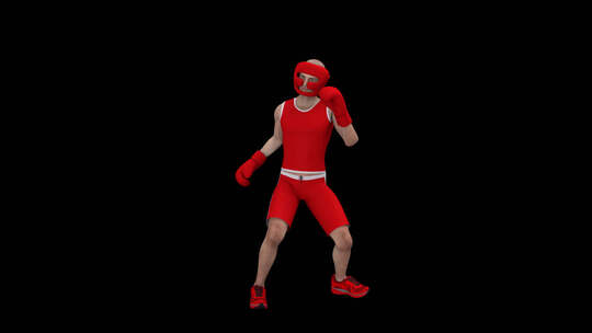 红色拳击连衣裙环包中的拳击手