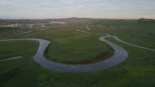 四川阿坝州若尔盖草原湿地河流航拍自然风光