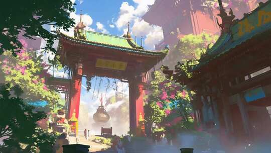 古风中式牌坊3D场景