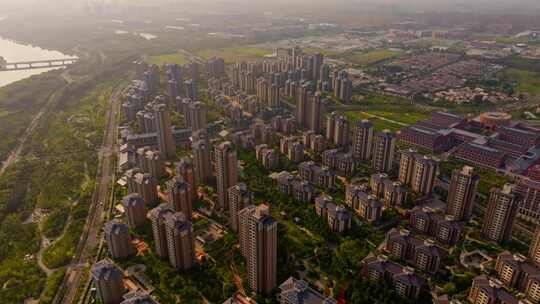 航拍北京通州城市风景