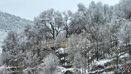 阿坝州松潘古城雪景素材