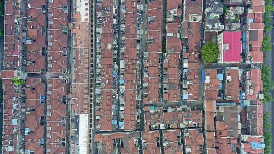航拍上海市中心住宅区建筑屋顶