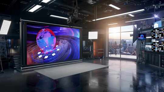 3D虚拟新闻工作室Ac背景循环2视频素材模板下载