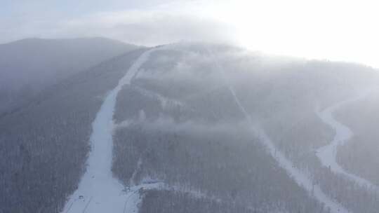 航拍吉林省吉林市北大湖滑雪场冬季风光