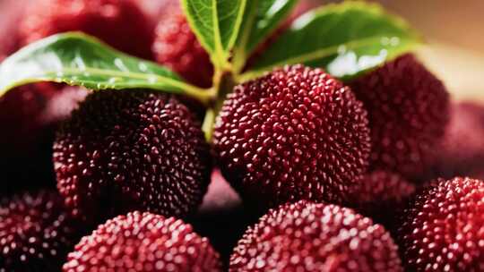 微距特写新鲜杨梅素材
