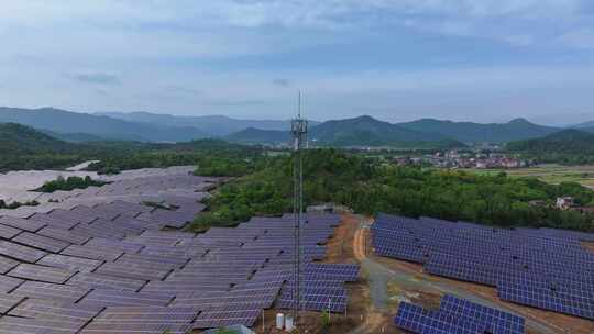 太阳能光伏发电场航拍视频素材模板下载