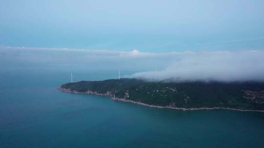 福建霞浦海边风车云海风景航拍