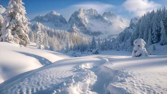 日出雪山山峰山脉云海唯美雪景风景风光ai