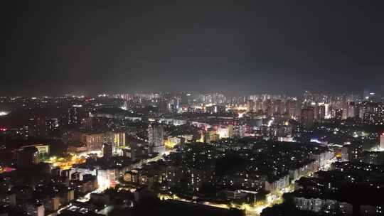 四川自贡万家灯火城市夜景航拍