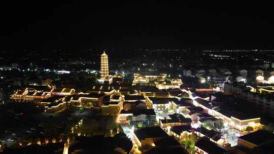 江西抚州文昌里历史文化街区夜景航拍