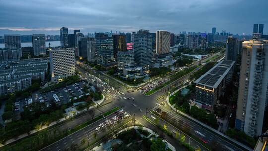 杭州滨江区城市夜景