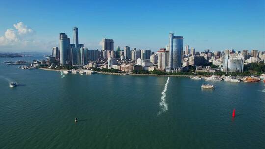厦门航拍海边城市风光视频素材模板下载