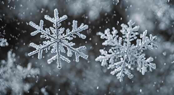 雪花特写雪景下雪天大雪纷飞白雪皑皑雪风景