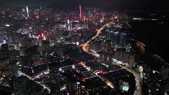 深圳地标京基100大厦福田CBD深圳河延时夜景