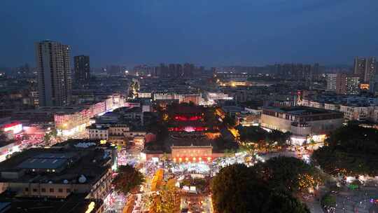 四川德阳文庙夜景航拍