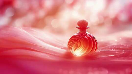 高档化妆品瓶子红色浪漫情人节包装场景广告