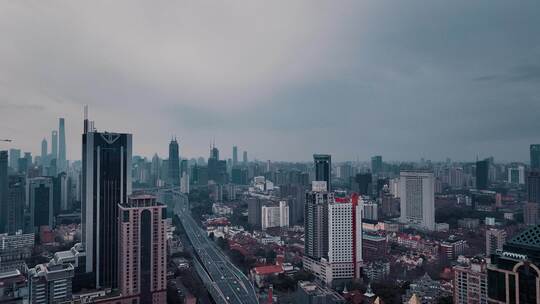 上海浦西延安高架航拍视频素材模板下载