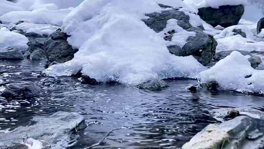 冰天雪地下的小河流水