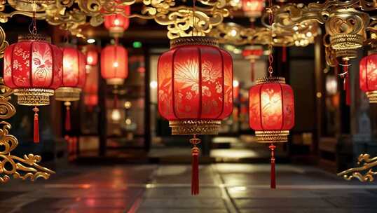 中式红灯笼悬挂场景