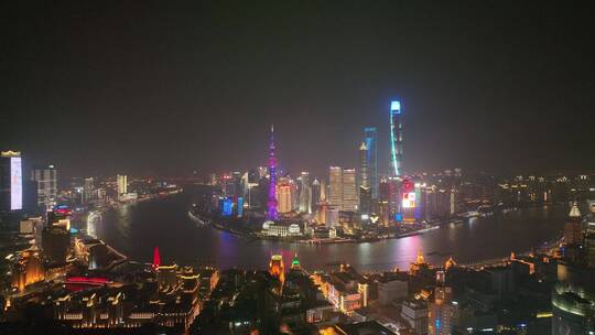 上海全景夜景航拍