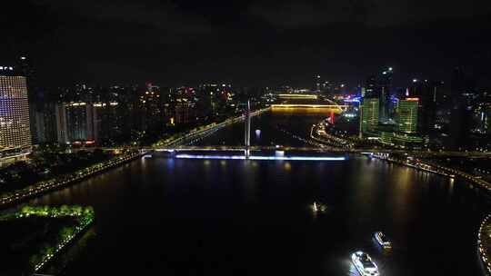 广州猎德大桥夜景车流视频素材模板下载