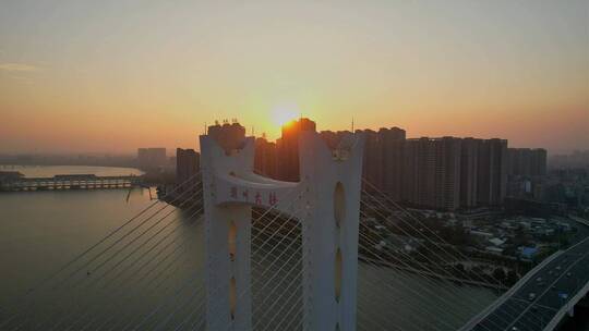 航拍广东潮州大桥建筑景观视频素材模板下载