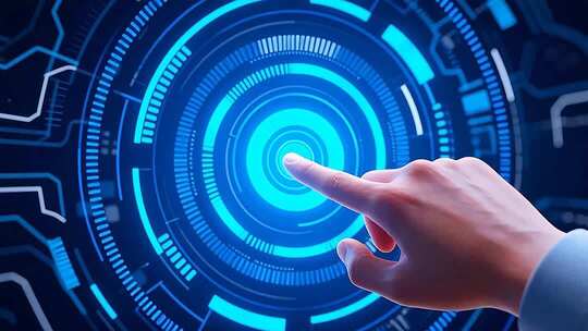 手指点击蓝色科技界面