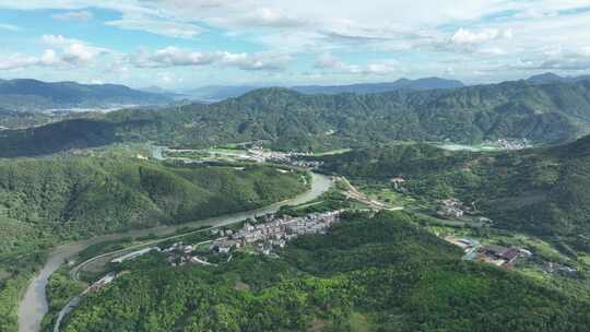 航拍福建宁德福安廉村村落风光