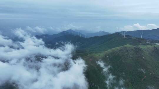 风力发电 绿色能源 云雾云海航拍