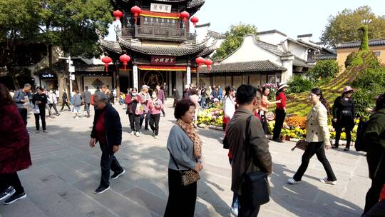 无锡惠山古镇游玩空镜人流特写