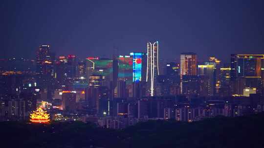 杭州滨江城市建筑夜景