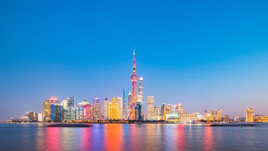 上海北外滩陆家嘴日落4K60帧日转夜延时移轴