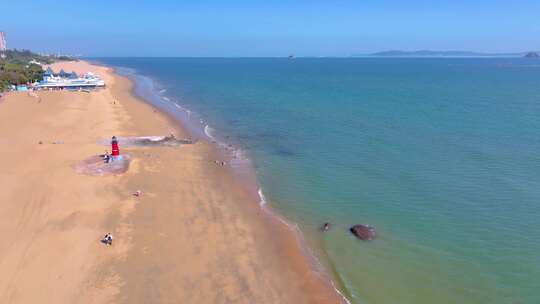 厦门黄厝海滩沙滩航拍思明区福建风景风光