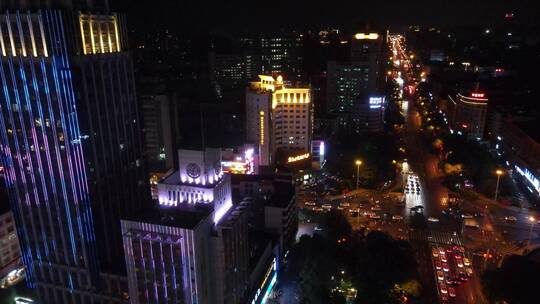 江西 吉安 城市 夜景 交通 航拍