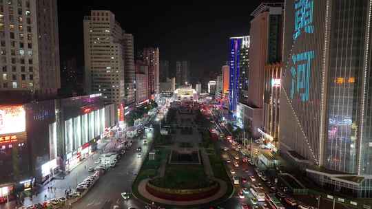 甘肃兰州张掖路夜景航拍