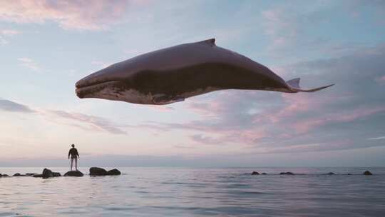 飞行座头鲸超现实抽象循环