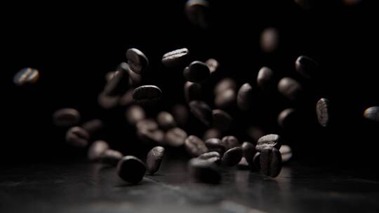 咖啡豆散开跳跃