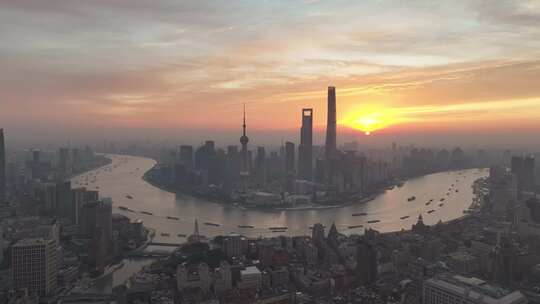 上海日出 陆家嘴 城市风光 黄浦江 清晨