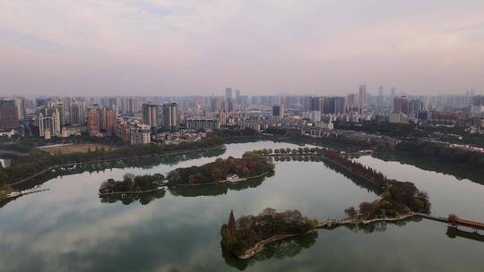 4k航拍城市年嘉湖景