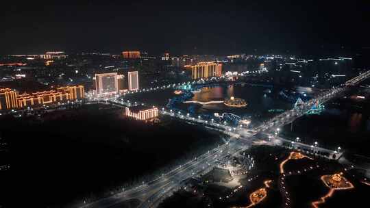 邯郸市大名县 大名府 老城 航拍 市区夜景