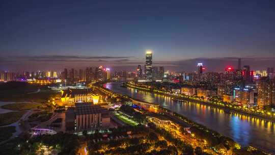 武汉琴台大剧院航拍夜景