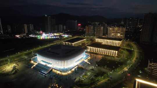 广西玉林博白新体育馆 学青会夜景航拍