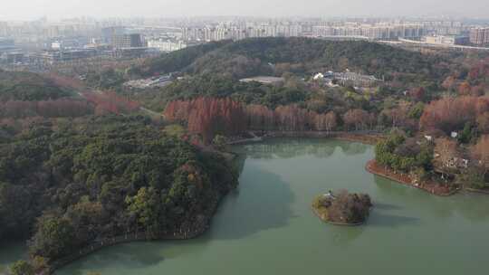 深秋的芜湖神山公园风光航拍素材