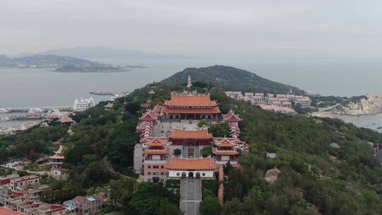 航拍福建湄洲岛妈祖庙