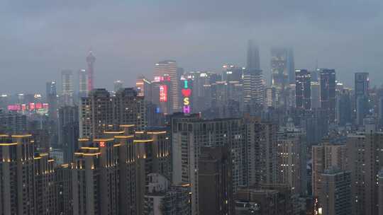 上海梅雨季 夜景航拍