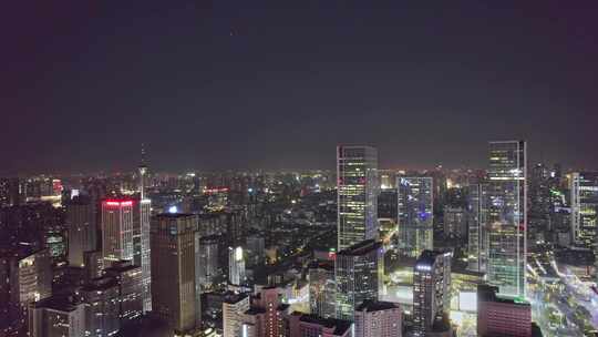 成都春熙路太古里IFS天府熊猫塔夜景航拍