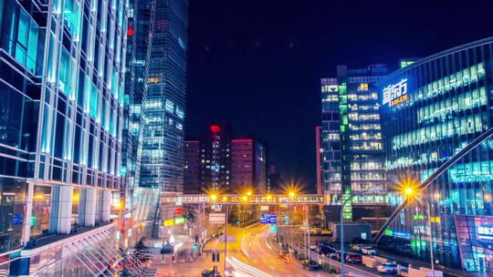 北京中关村夜景延时一组视频素材模板下载