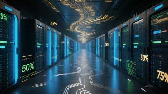 科技感服务器机房场景