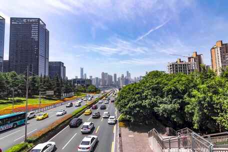 人流车流 交通 繁忙都市 城市空境素材 蓝天