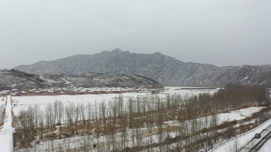 4K航拍北方雪景农村